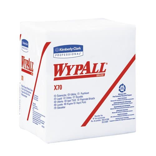 Kimberly-Clark WypAll X70 White Manufactured quarter-fold Rags