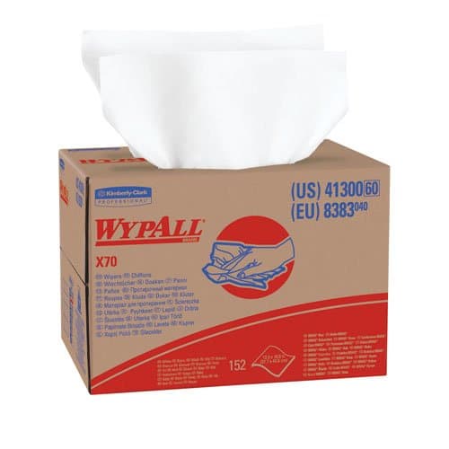 Kimberly-Clark WypAll X70 White Manufactured Rags in BRAG Box