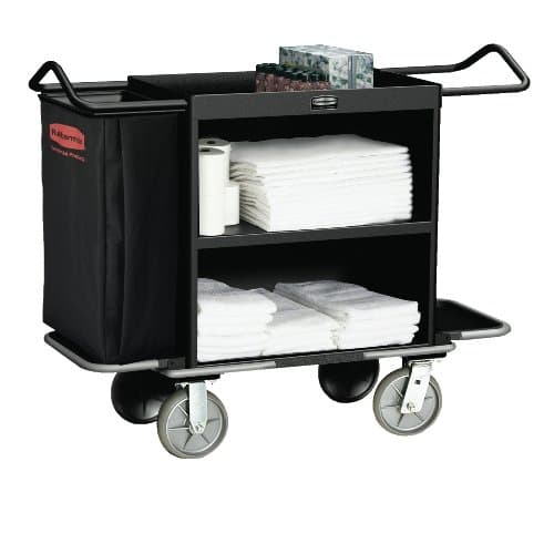 Rubbermaid Black High-Capacity Metal Housekeeping Cart