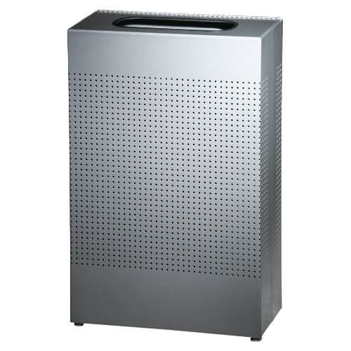 Rubbermaid Silver Metallic Silhouette Rectangular Open Top 25 Gal Receptacle