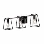 AFX 60W LED Lynn Vanity Light, 3-Light, E26, 120V, Black/Polished Chrome