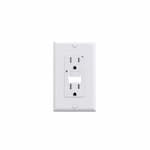 Aida 15A GFCI Receptacle w/ Night Light, Self-Test, 120V, White