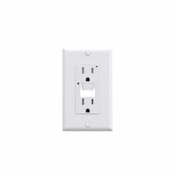 15A GFCI Receptacle w/ Night Light, Self-Test, 120V, White