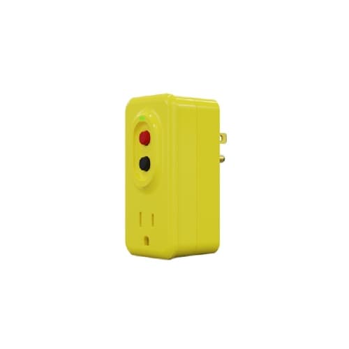 Aida 15A GFCI Adapter Outlet, Auto, 125V, Yellow