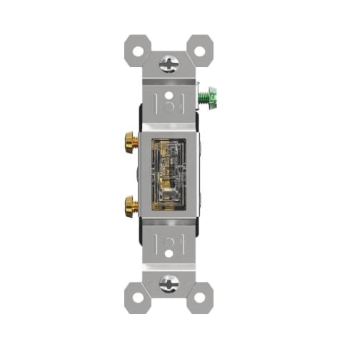 Aida 15A Toggle Switch w/ Light, Single Pole, 120V, Transparent