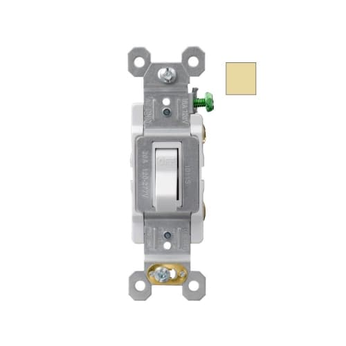 Aida 20A Commercial Grade Toggle Switch, Single Pole, 120V-277V, Ivory