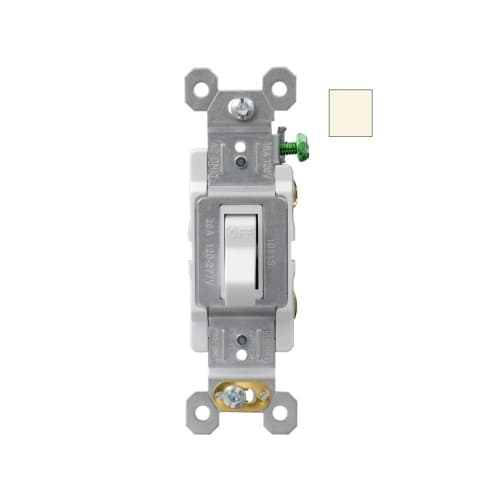 Aida 20A Commercial Grade Toggle Switch, Single Pole, 120V-277V, LT Almond
