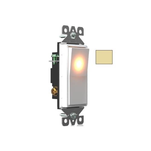 Aida 20A Decorator Switch w/ Light, Single Pole, 120V-277V, Ivory