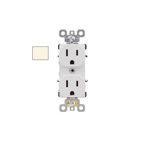 Aida 15A Duplex Receptacle, Side & Push Wire, 125V, Light Almond