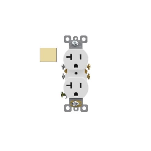 Aida 20A Duplex Receptacle, Side Wire, 125V, Ivory