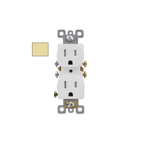 Aida 15A Duplex Receptacle, TR, Side & Push Wire, 125V, Ivory