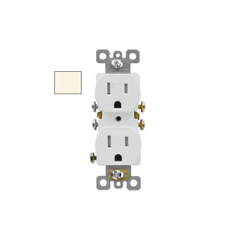 Aida 15A Duplex Receptacle, TR, Side & Push Wire, 125V, Light Almond