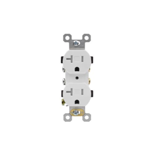 Aida 20A Duplex Receptacle, TR & WR, Side & Back Wire, 125V, White