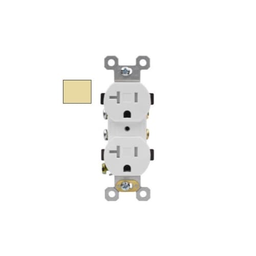 Aida 20A Duplex Receptacle, TR & WR, Side & Back Wire, 125V, Ivory