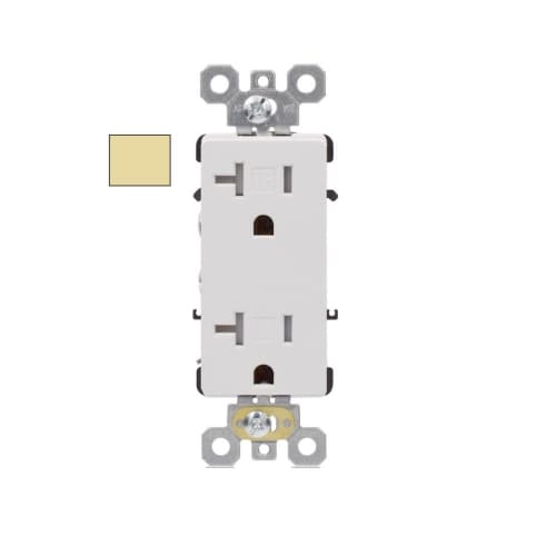 Aida 20A Decora Duplex Receptacle, TR, Side & Back Wire, 125V, Ivory