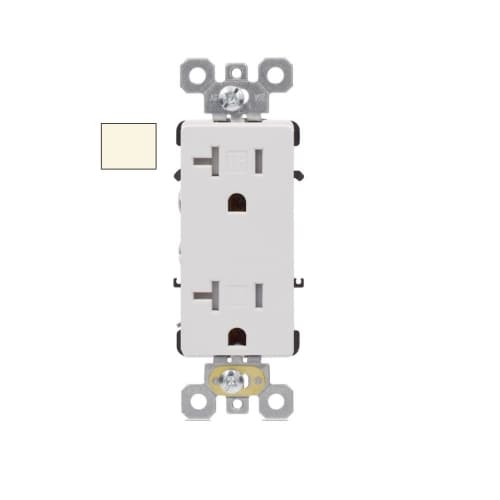 Aida 20A Decora Duplex Receptacle, TR, Side & Back Wire, 125V, Light Almond