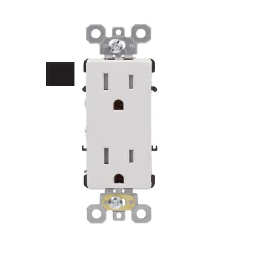 Aida 15A Decora Duplex Receptacle, TR, Side & Back Wire, 125V, Black