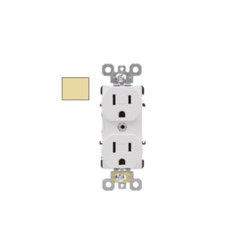 Aida 15A Commercial Duplex Receptacle, TR, Side & Back Wire, 125V, Ivory