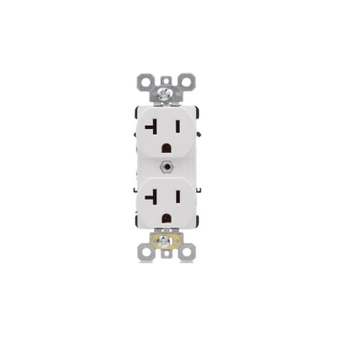 Aida 20A Commercial Grade Duplex Receptacle, Side & Back Wire, 125V, White