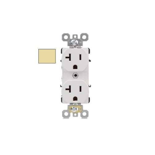 Aida 20A Commercial Grade Duplex Receptacle, Side & Back Wire, 125V, Ivory