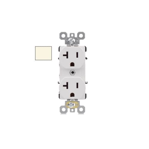 Aida 20A Commercial Grade Duplex Receptacle, Side/Back Wire, 125V,LT Almond