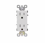 Aida 15A Commercial Decora Receptacle, Side & Back Wire, 125V, White