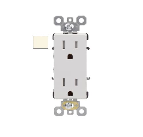 Aida 15A Commercial Decora Receptacle, Side & Back Wire, 125V, Light Almond