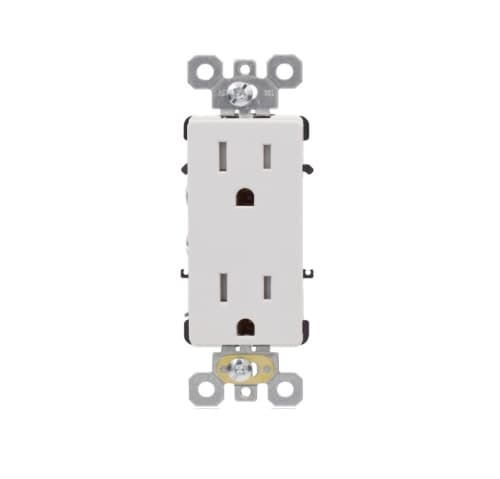 Aida 15A Commercial Decora Receptacle, TR, Side & Back Wire, 125V, White