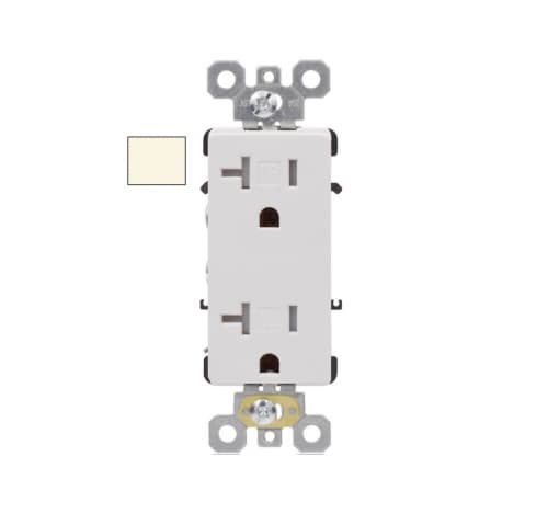 Aida 20A Commercial Decora Receptacle, Side & Back Wire, 125V, Light Almond