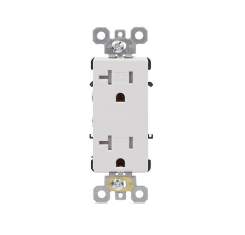 Aida 20A Commercial Decora Receptacle, TR, Side & Back Wire, 125V, White