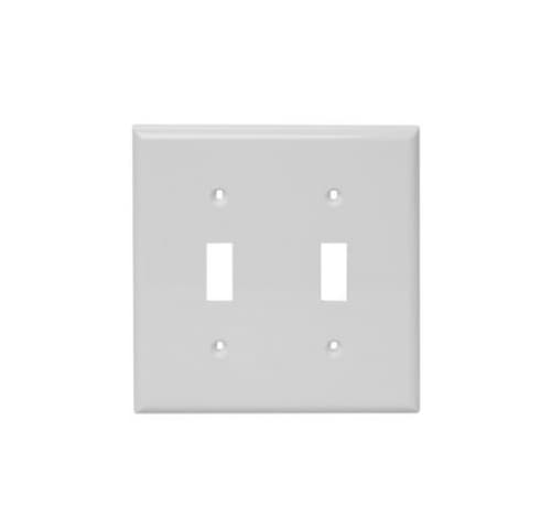 Aida 2-Gang Standard Wall Plate, Toggle, Plastic, White