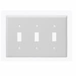 Aida 3-Gang Standard Wall Plate, Toggle, Plastic, White