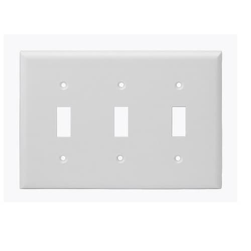 Aida 3-Gang Standard Wall Plate, Toggle, Plastic, White