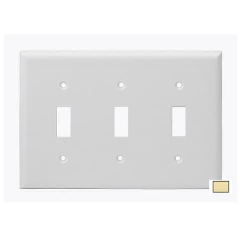 Aida 3-Gang Standard Wall Plate, Toggle, Plastic, Light Almond