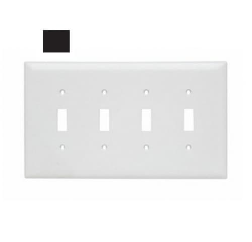 Aida 4-Gang Standard Wall Plate, Toggle, Plastic, Black