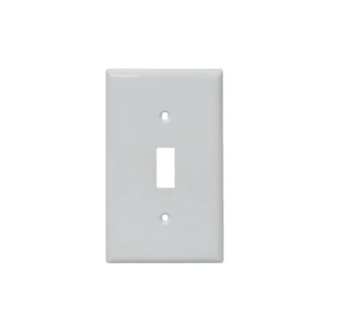 Aida 1-Gang Mid-Size Wall Plate, Toggle, Plastic, White