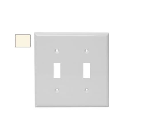 Aida 2-Gang Large Wall Plate, Toggle, Plastic, Light Almond