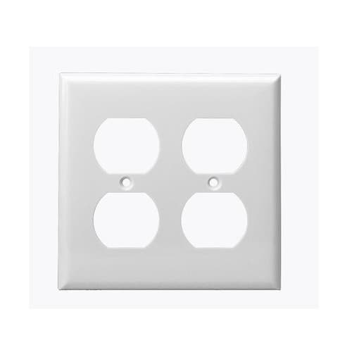 Aida 2-Gang Standard Wall Plate, Duplex, Plastic, White