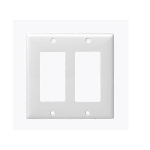 Aida 2-Gang Standard Wall Plate, Decora, Plastic, Ivory