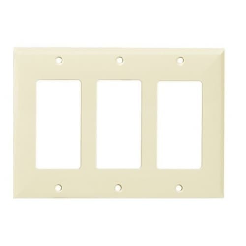 Aida 3-Gang Standard Wall Plate, Decora, Plastic, Light Almond