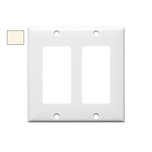 Aida 2-Gang Jumbo Wall Plate, Decora, Plastic, Light Almond