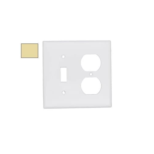 Aida 2-Gang Mid-Size Combination Wall Plate, Toggle/Duplex, Plastic, Ivory