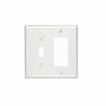 Aida 2-Gang Standard Combination Wall Plate, Toggle/Decora, Plastic, White