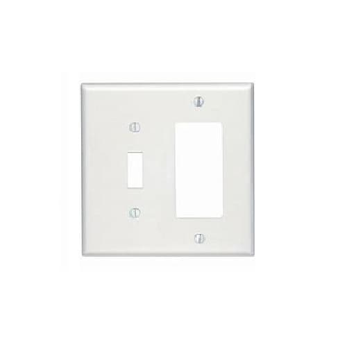 Aida 2-Gang Standard Combination Wall Plate, Toggle/Decora, Plastic, White