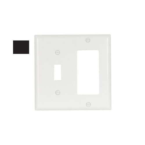 Aida 2-Gang Standard Combination Wall Plate, Toggle/Decora, Plastic, Black