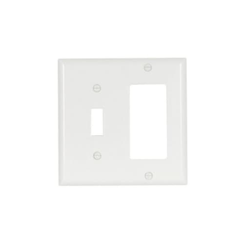 Aida 2-Gang Mid-Size Combination Wall Plate, Toggle/Decora, Plastic, White