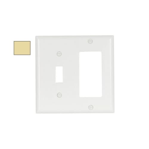 Aida 2-Gang Mid-Size Combination Wall Plate, Toggle/Decora, Plastic, Ivory