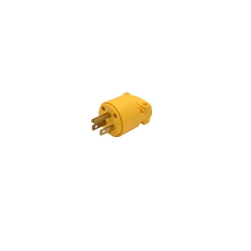 Aida 15A Straight Blade Plug, 3-Prong, 125V, Yellow, Bulk