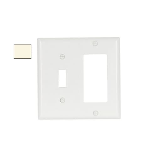 Aida 2-Gang Combination Wall Plate, Toggle/Decora, Thermoset, Light Almond