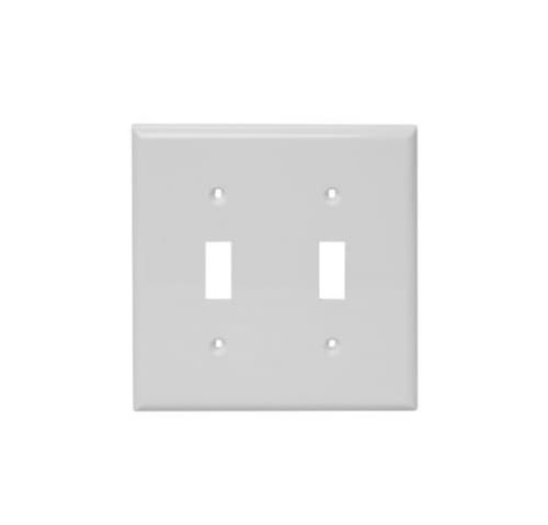 Aida 2-Gang Mid-Size Wallplate, Toggle, Metal, Smooth, White